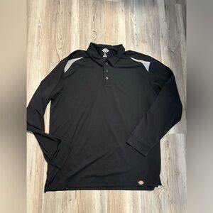 Dickies black long sleeve polo shirt, occupational workwear